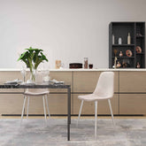 Velets Set of 4 Ivory Velvet Sera Upholstered Side Chairs with Chrome Legs